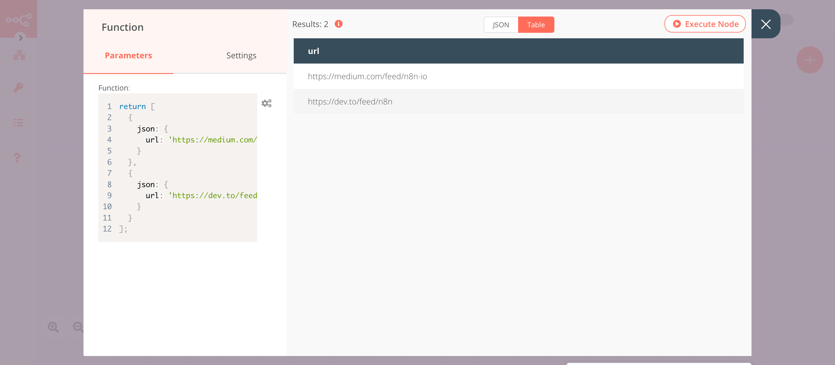 Using the Function node to return URLs